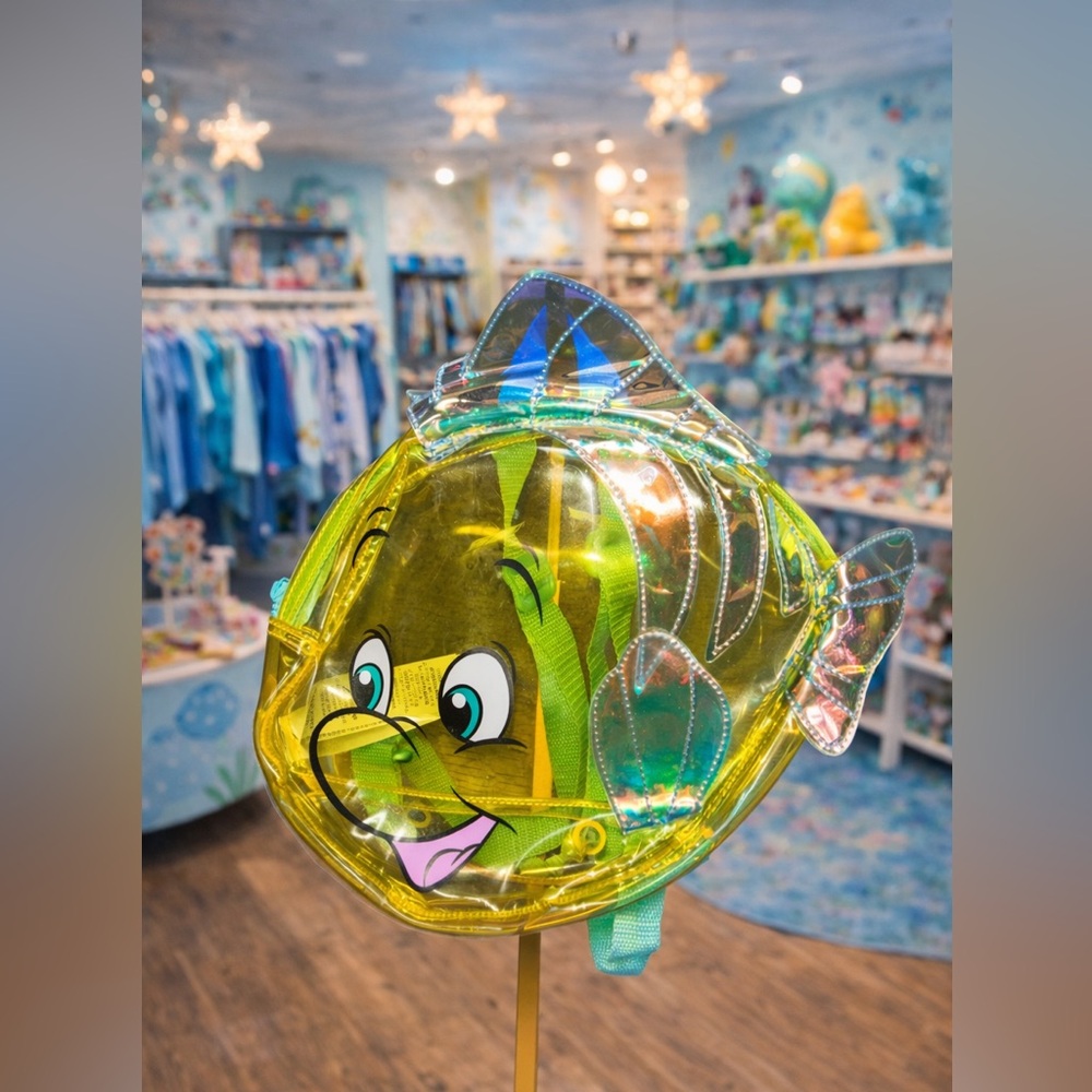 NWOT-Disney Park Flounder Mini Backpack Clear PVC Little Mermaid - Picture 1 of 4